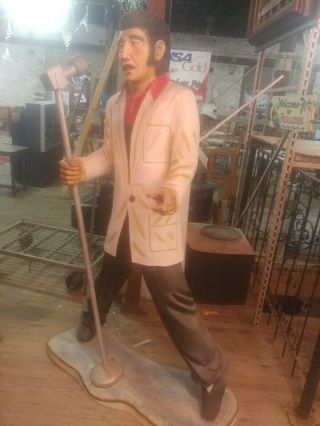 Elvis Presley In White Standing Life Size Statue Solid Wood Carved,  Special