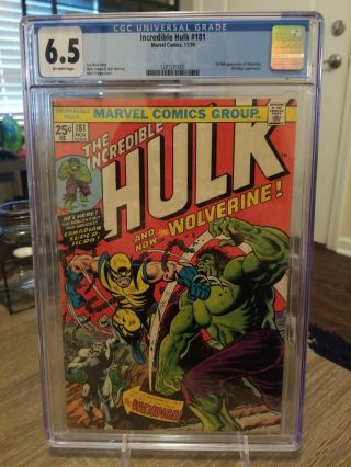 The Incredible Hulk 181 Cgc 6.  5 Off - White Pages - 1st Appearance Of Wolverine