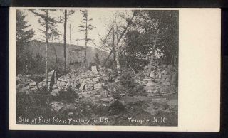 1905 Temple Nh Ruins Of The First Glass Factory Postcard England Glassworks