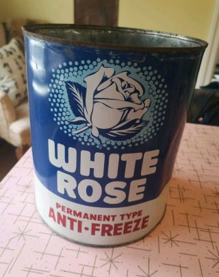 White Rose Anti - Freeze Oil Can Rare Early Vintage Canadian Canada