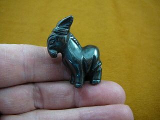 (y - Bur - 561) Black Donkey Mule Burro Gemstone Carving Figurine Burros Donkeys