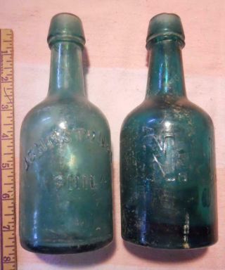 Green Philadelphia Squat Soda Ale Beer Porter Bottle Johnston & Gasslein 3