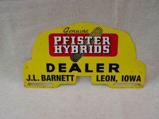 Pfister Hybrids J.  L.  Barnett Leon Iowa Corn Advertising License Plate Topper
