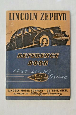 1938 Lincoln Zephyr V - 12 - Reference/owners Book