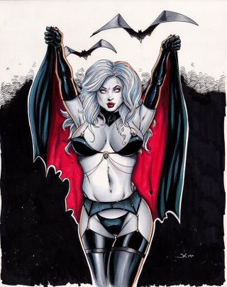 Sexy Lady Death Comic Book Pin Up Art Painting Jim Kyle Ooak