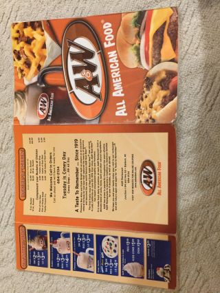 2012 A&W Root Beer Drive in laminated diner style menu worn 3