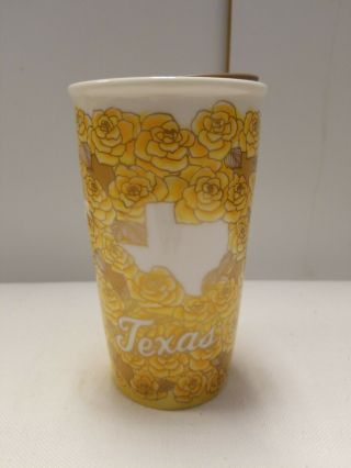 Starbucks 2016 Texas Ceramic Traveler Cup Tumbler Yellow Rose Nwt
