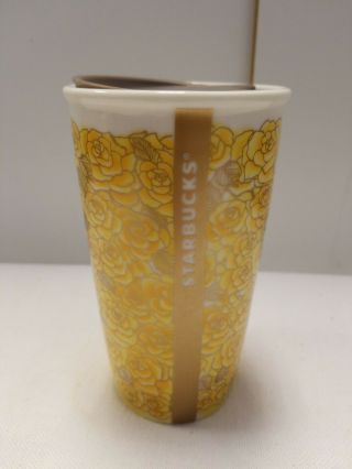 Starbucks 2016 Texas Ceramic Traveler Cup Tumbler Yellow Rose NWT 3