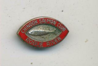 Chinook Salmon Club Member Pin Oregon Fishing Fish Vintage Old