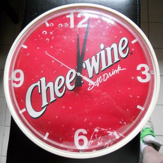 Vintage Cheerwine Soda Soft Drink Plastic Wall Clock Large 14 " Dia
