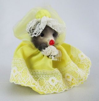 Little Mouse Factory Real Fur Lady in Yellow Dress with Lace Handkerchief 4