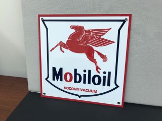 Mobil Oil Mobiloil Pegasus Gasoline Racing Vintage Advertising Sign