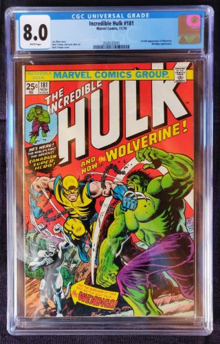 The Incredible Hulk 181 (nov 1974,  Marvel),  Cgc 8.  0,  White Pages