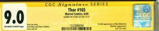 THOR 165 CGC 9.  0 SS SIGNED BY STAN LEE - JACK KIRBY ART - 1ST APP 