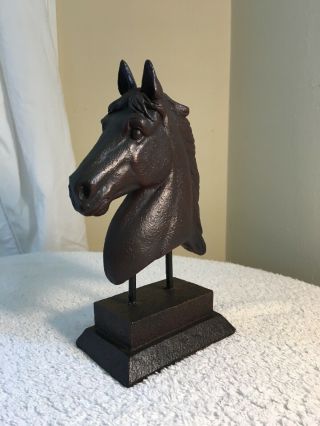 Horse Head Bust Faux Carved Wood Look Figurine Statue 8 " Resin
