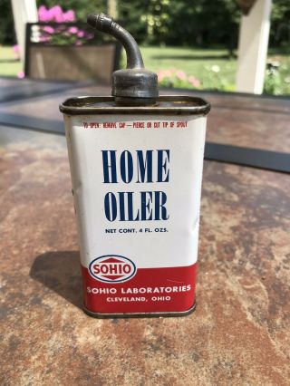 Version 2 - Sohio Home Oiler 4 Oz Can - Vintage Handy Oil Tin W/ Rear Graphics