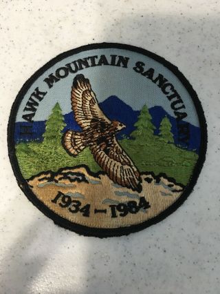Hawk Mountain Sanctuary Embroidered Red Tail Hawk Patch 1934 - 1984 Vintage 1980’s