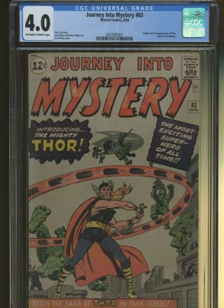 Journey Into Mystery 83 Cgc 4.  0 | Marvel 1962 | Origin & 1st Thor - Donald Blake