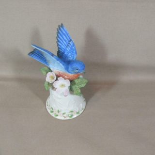 Vintage Lenox Bell With Wings Spread Bluebird In Flowers,