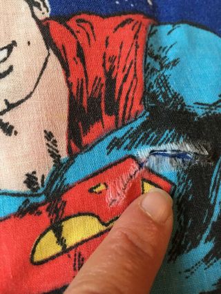 3 Pc.  Vintage Superman Bed Twin Sheet Set Flat,  Fitted,  Pillowcase DC Comic ‘78 4