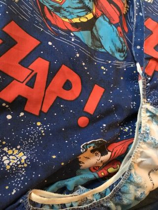 3 Pc.  Vintage Superman Bed Twin Sheet Set Flat,  Fitted,  Pillowcase DC Comic ‘78 6