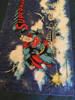 3 Pc.  Vintage Superman Bed Twin Sheet Set Flat,  Fitted,  Pillowcase DC Comic ‘78 7