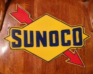 Sunoco Gasoline Embossed Metal Tin Sign 12 " X16 " Vintage Style Garage Gas Station