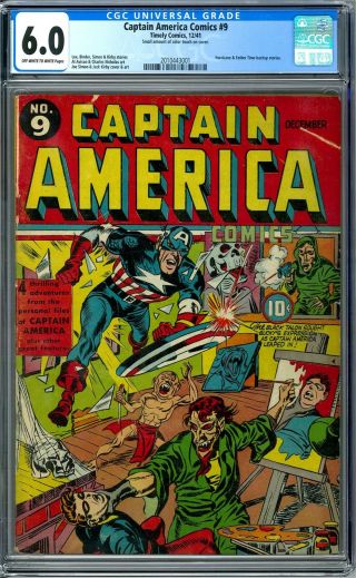 Captain America Comics 9 Cgc 6.  0 (ow - W) Hurricane & Father Time Backups