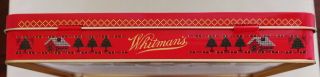 Whitman ' s Sampler Candy Tin Hinged Lid Christmas Santa and Sleigh with holders 5