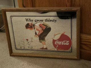 Coca - Cola Wall Mirror Why Grow Thirsty Coke Collectible 1989