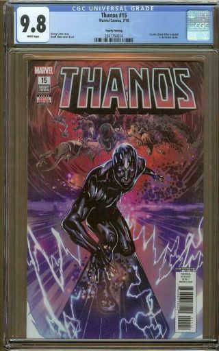 Thanos 15 Fourth Printing Cgc 9.  8 White Pages - Black Silver Surfer Cover