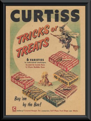 Halloween Curtiss Candy Bars Advertisement Reprint On 65 Year Old Paper P163