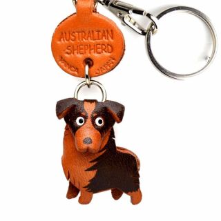Australian Shepherd Handmade 3d Leather Dog Keychain Vanca Made In Japan 56768