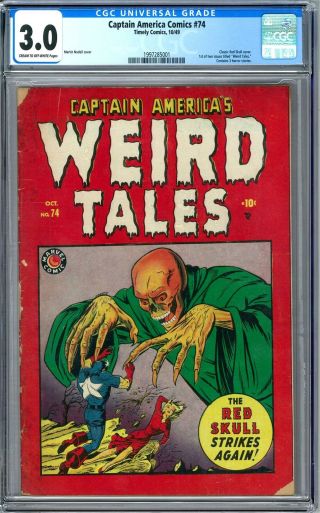 Captain America Comics 74 Cgc 3.  0 (c - Ow) Classic Red Skull Cover