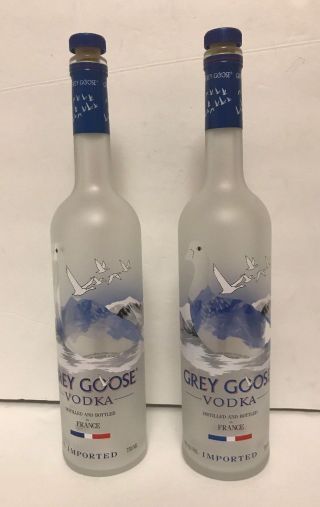Grey Goose France Vodka 2 Frosted 750ml Bottles Cork Caps Empty Bottle Crafts