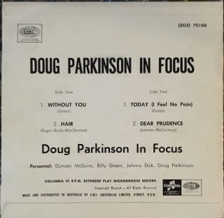 Doug Parkinson In Focus self titled EP - Rare Oz Extended Play from 1970 2