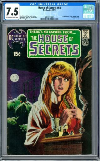 House Of Secrets 92 Cgc 7.  5 (ow - W) 1st Appearance Of Swamp Thing