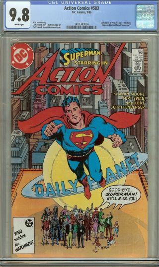 Action Comics 583 Cgc 9.  8 Dc Superman Conclusion Of Alan Moore Story