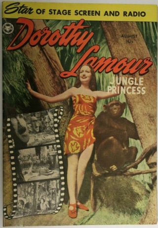 Dorothy Lamour Jungle Princess 3 Rare 1950 Golden Age Comic 10 Cent Vg/fn Fox