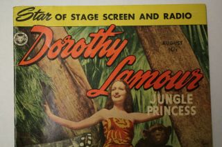 Dorothy Lamour Jungle Princess 3 RARE 1950 Golden Age Comic 10 Cent VG/FN Fox 2