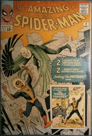 Spider - Man 2 1st Appearance Vulture 1963 Marvel Comic