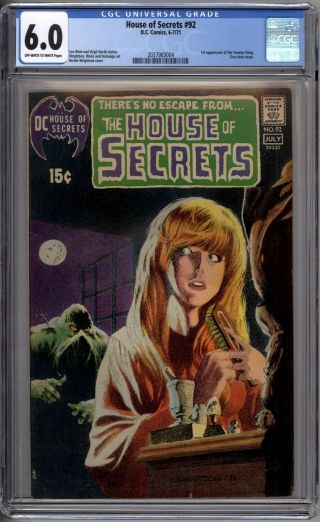 House Of Secrets 92 Cgc Graded 6.  0 Fn 1st Appearance Swamp Thing Dc Comics 1971