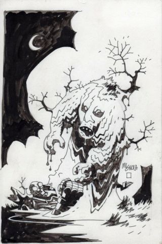Mike Mignola - Hellboy Commission Pin Up Signed Published In The Art Of Hellboy
