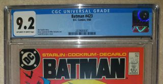 Batman 423 1st Print CGC 9.  2 Classic Todd McFarlane Cover 1988 DC 3