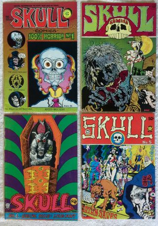 Skull 1,  3,  4,  5; 1970 - 72; Underground Comix; Irons,  Spain,  Jaxon,  Deitch,  Hayes
