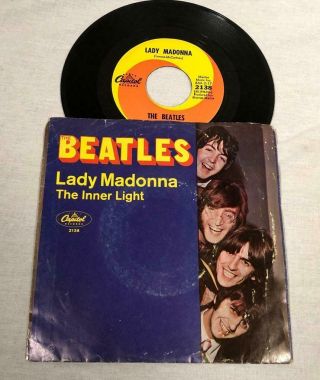 1968 45 Rpm W/ Pic Sleeve The Beatles Lady Madonna Capitol Records 2138