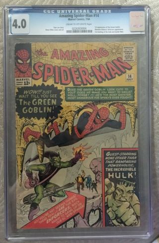 The Spider - Man 14 Cgc 4.  0 - 1st Appearance Of Green Goblin (july,  1964)