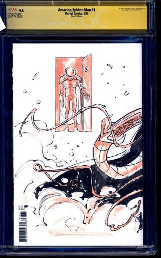 Spider - Man 1 BLANK CGC SS 9.  8 signed MYSTERIO SKETCH by Tom Fowler WRAP 2