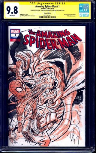 Spider - Man 1 BLANK CGC SS 9.  8 signed MYSTERIO SKETCH by Tom Fowler WRAP 3