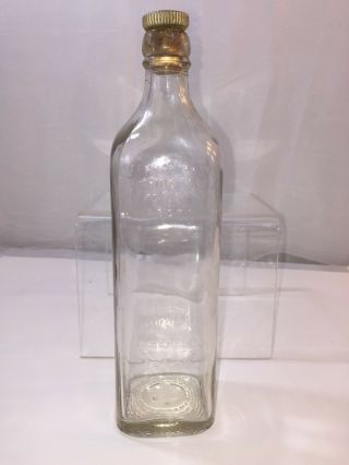 John Walker & Sons Ltd Antique Glass Bottle Kilmarnock Scotland Cork Lid Scotch